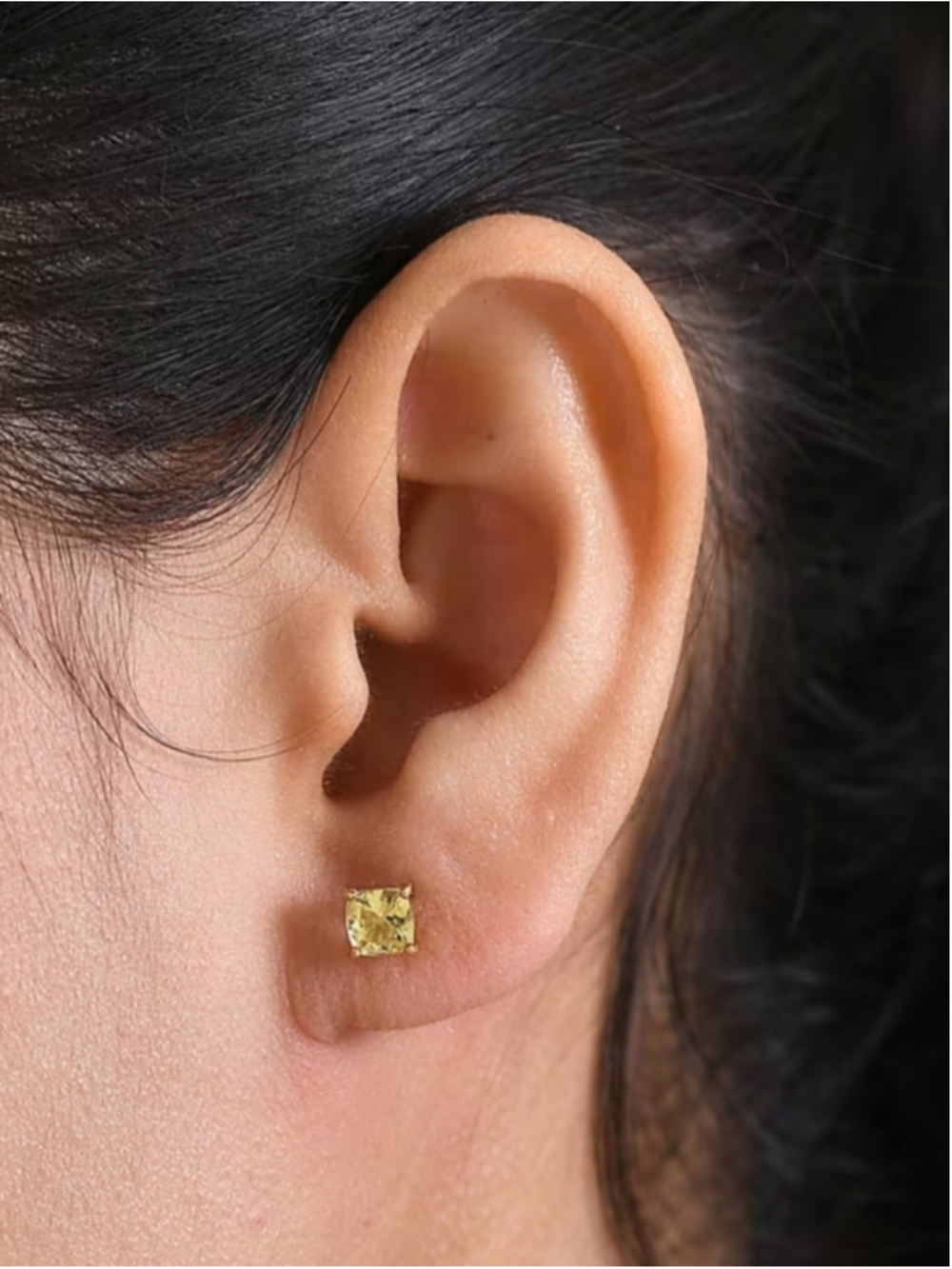 Golden Apatite 1.30 ctw Stud Earrings in 18K Vermeil Gold Over Sterling Silver - Picture 4 of 5